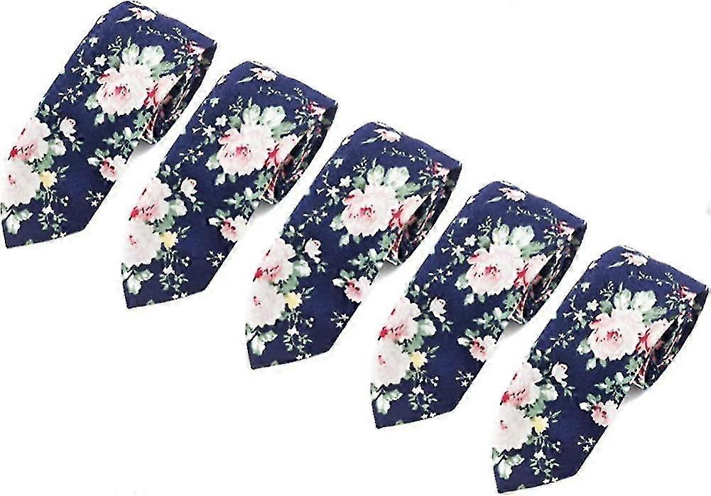 5 Pack Skinny Flower Ties