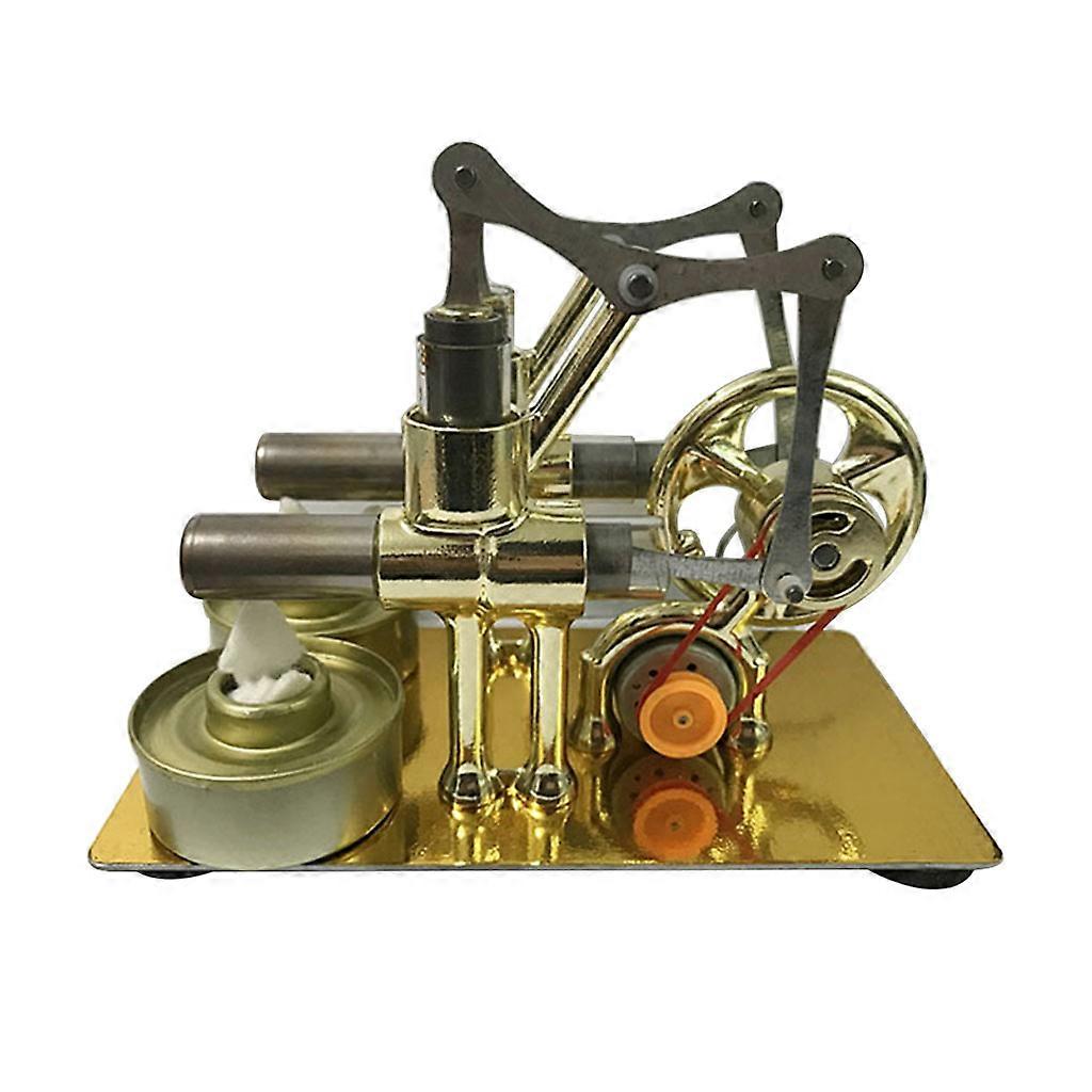 Stirling Double Engine Model Bulb External Combustion Heat Steam Power Engine