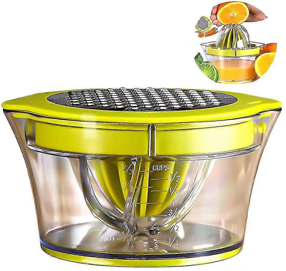Auspicious-multi-function Manual Juicer, 4 In 1 Juicer For Oranges, Lemons, Citrus Fruits, With Reamers, 400ml Engraved Measure