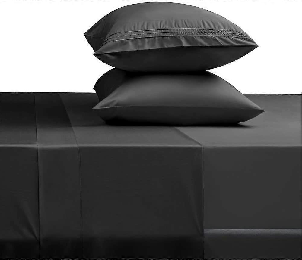 Bed Sheet Set Super Soft Microfiber 1800 Thread Count Luxury Egyptian Sheets 16-Inch Deep PocketWrinkle-3 Piece (Black, Twin)