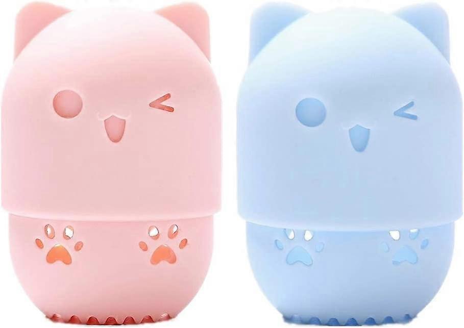 2 Pcs Makeup Sponge Silicone Travel Case Makeup Sponge Holder