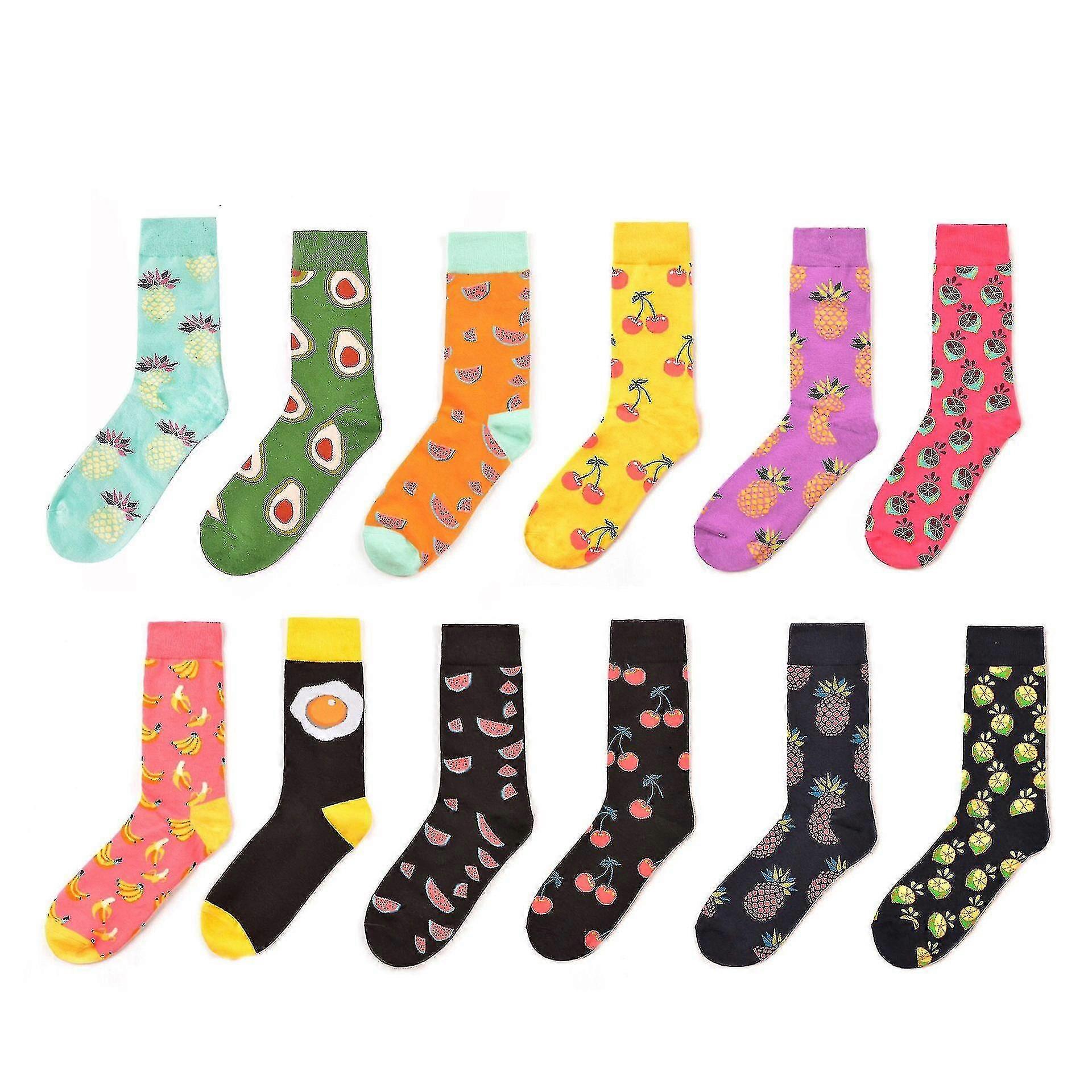 Mannen >> Kleurrijke Fun Patterned Funky Crew Socks - 8-12 Pack