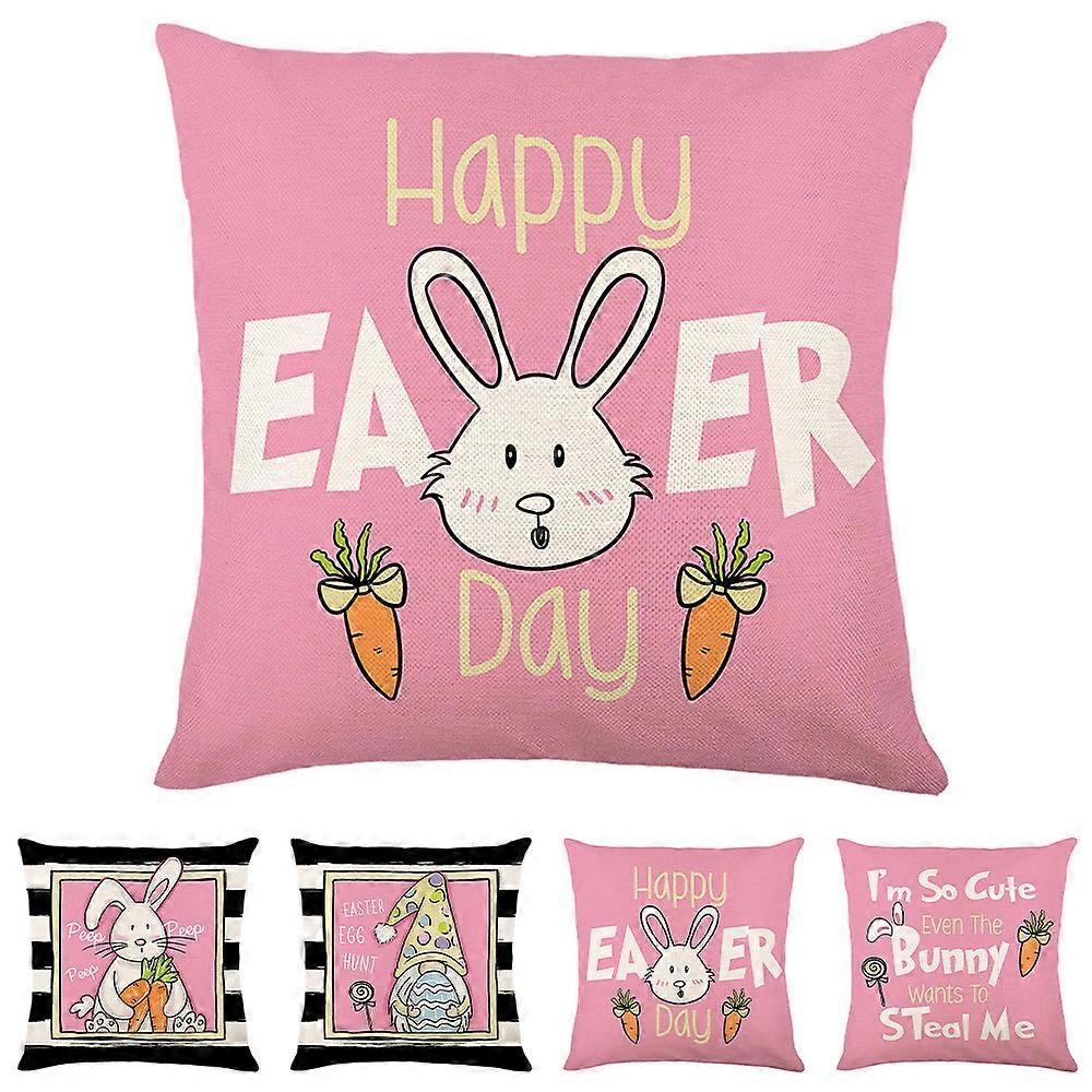 Easter Bunny Cushion Cover Rabbit Pink Throw Pillow Case Sofa Bedroom Decor