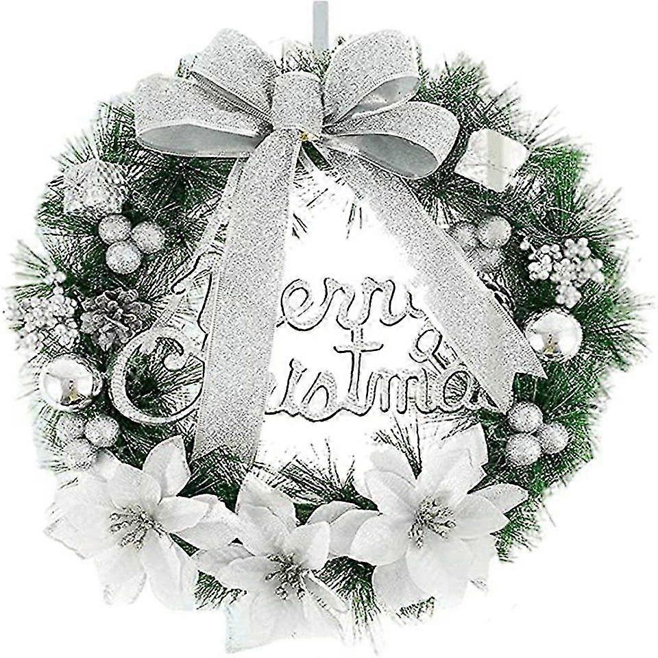 Advent Wreath Decoration With Bow, For Indoors And Outdoors (silver)
