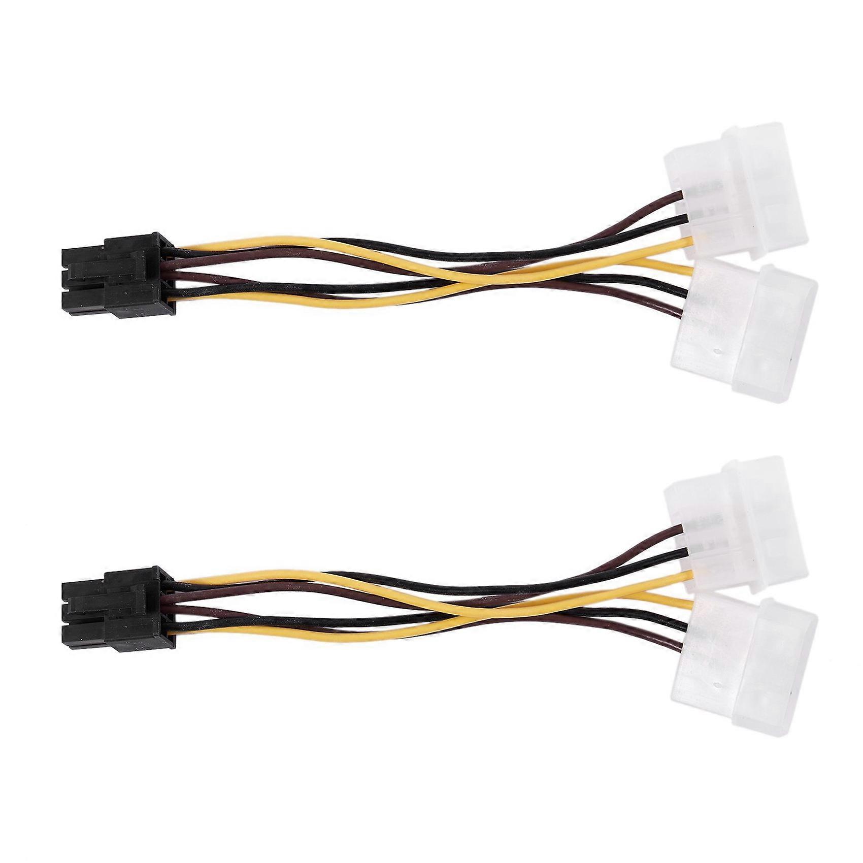 2X A Dual 4-Pin Molex IDE to 6 Pin PCI-E Graphic Card Power Connector Cable Adapter