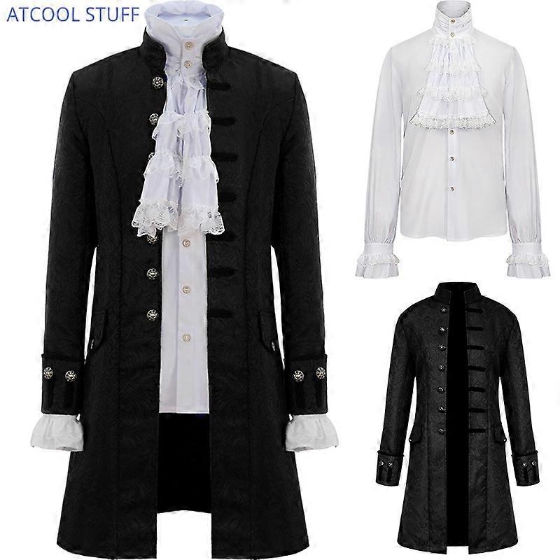 Erkekler Steampunk Trençkot / Gömlek Vintage Prens Overcoat Ortaçağ Rönesans Ceket Viktorya Edward Cosplay Kostüm