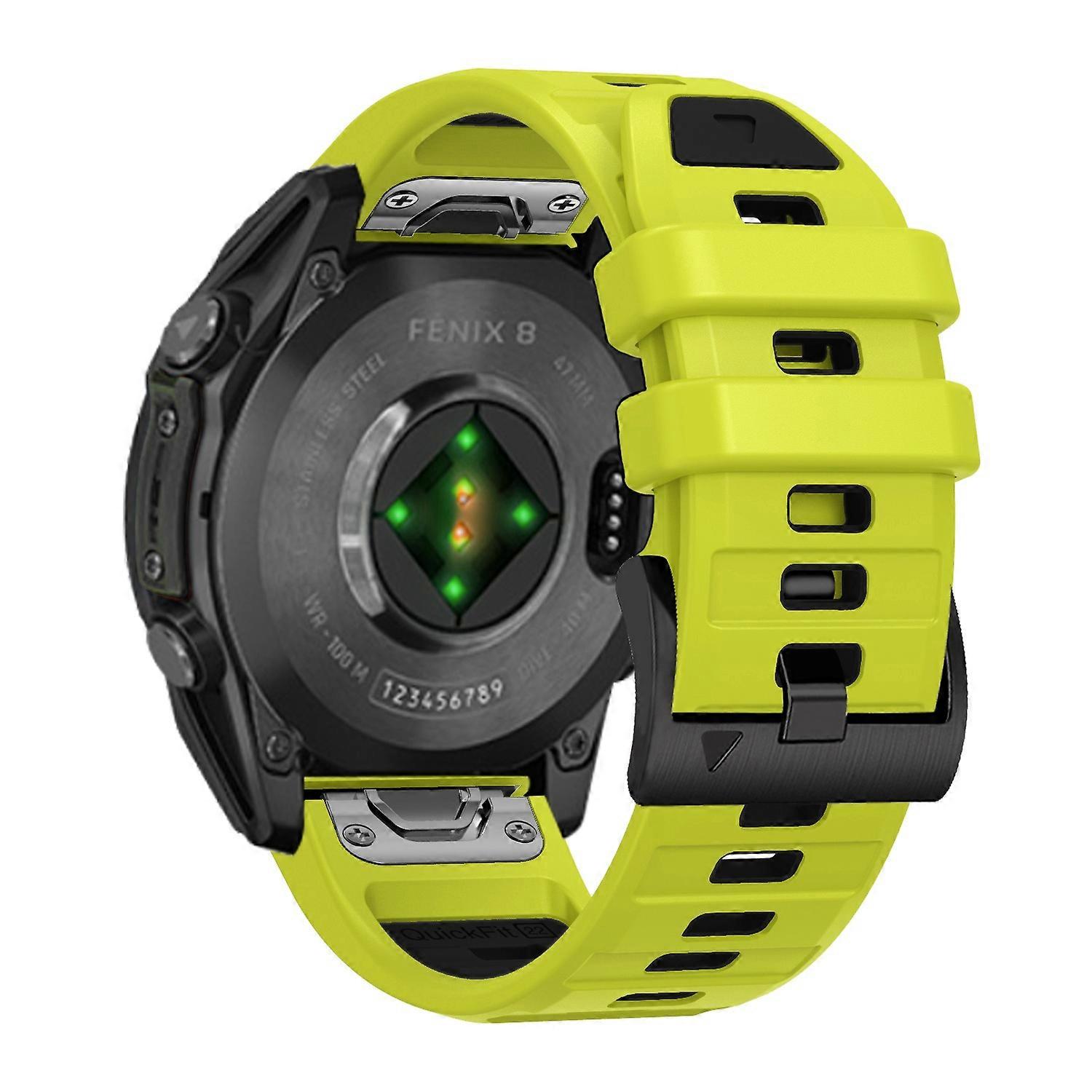 22mm Watch Strap for Garmin Fenix 8 47mm Fenix E 47mm Quatix 7 Pro Universal Silicone Band - Lime+Bl