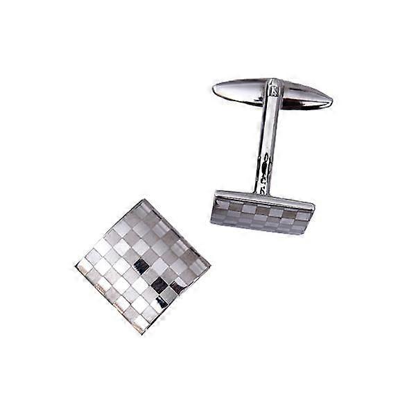 Mens Silver Square Checkerboard Cufflinks