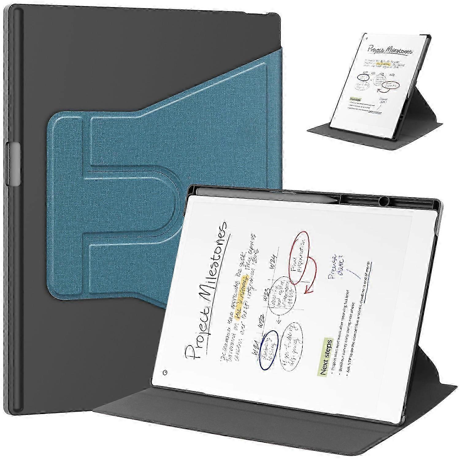 For ReMarkable Paper Pro Case Front Support 360 Degree Rotating Stand PC+PU Leather E-Reader Cover -