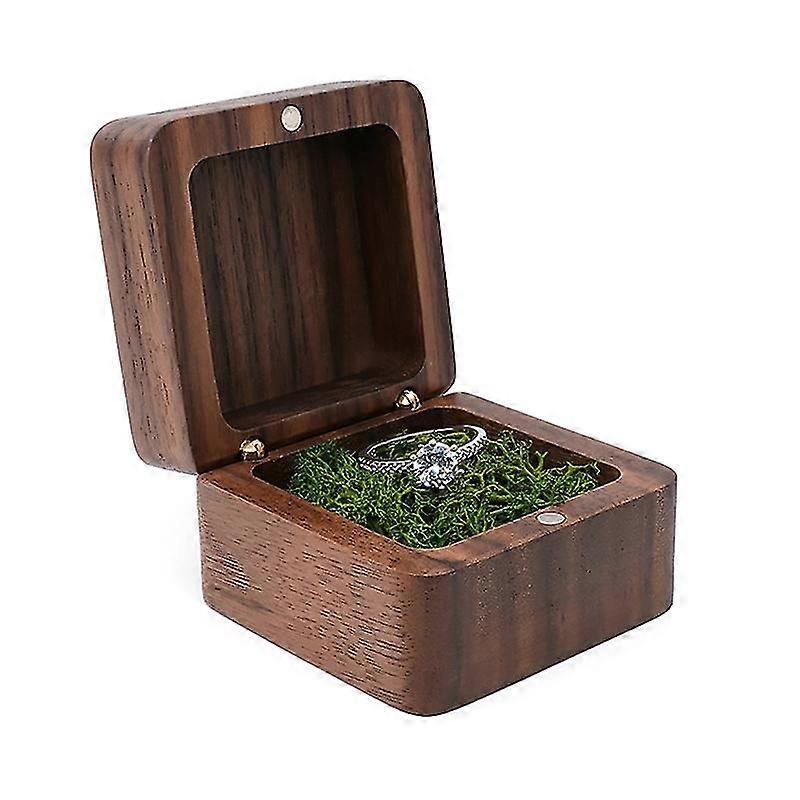 Mini Ring Box Wooden Earring Storage Organizer Display Square Shape Storage Box
