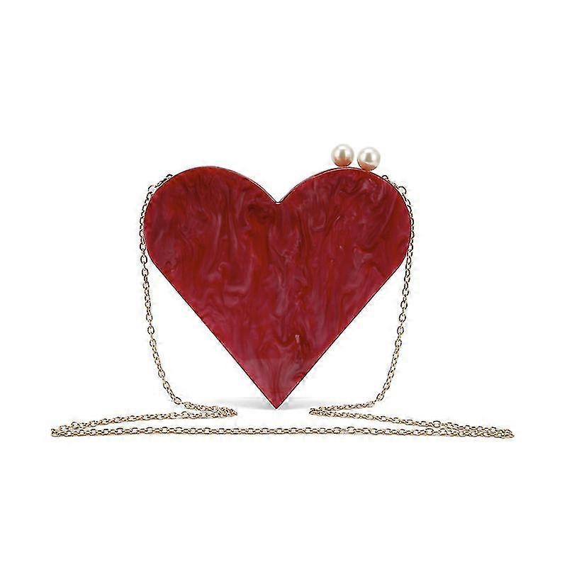 真珠光沢アクリルピーチハートイブニングバッグ