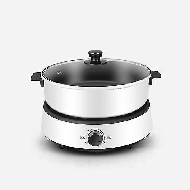 スプリット電気鍋、ノンスティック電気スキレット、4l大容量調理ポット、温度制御のためのステップレスノブ付き