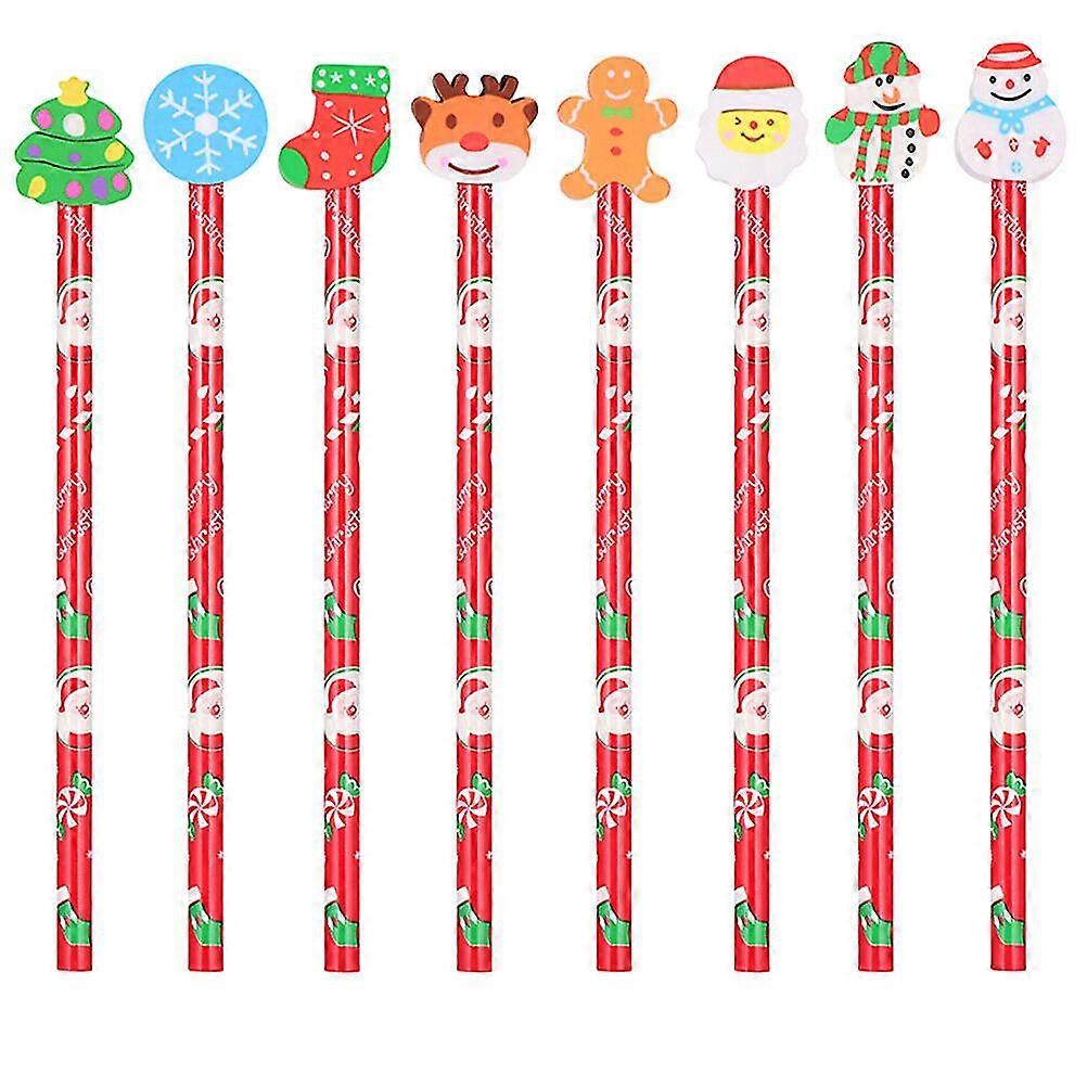 15pcs Xmas Elements Writing Pencil With Eraser (random Style Assorted Color)