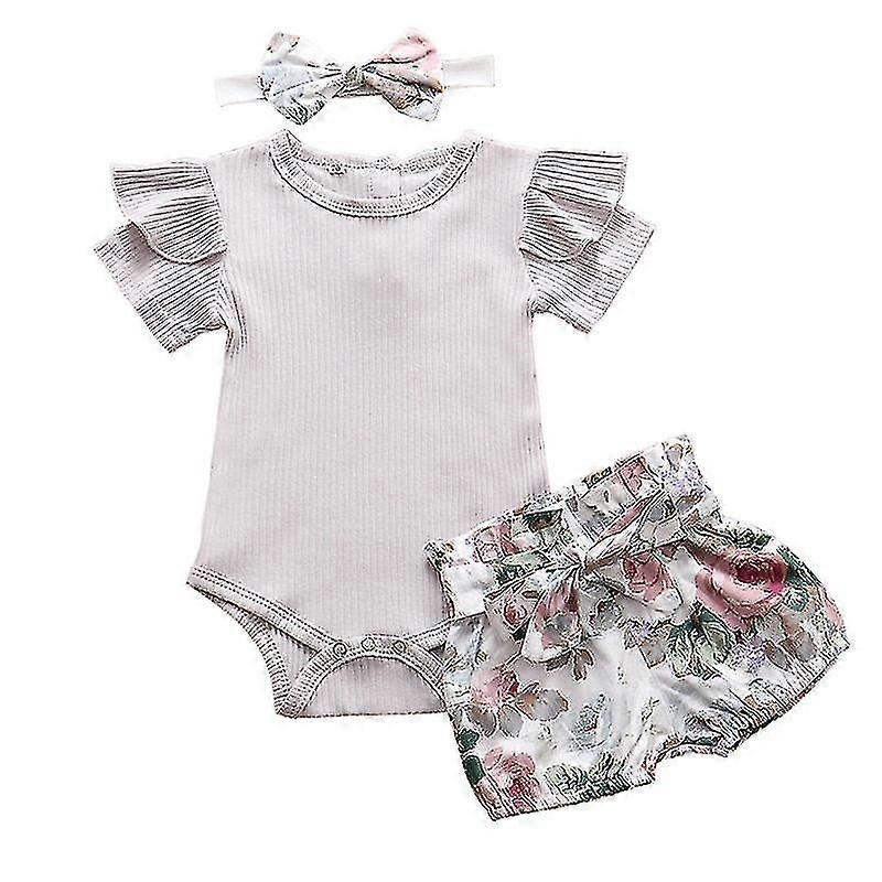 Newborn   Top, Shorts  Headband Clothes Set-1