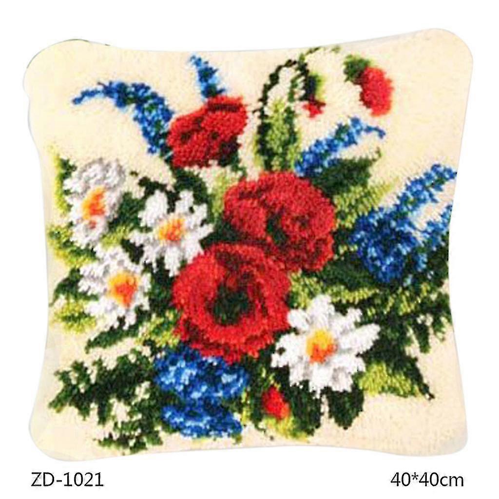 Flower Series Diy For Latch Hook Rug Kit 3d Segment Broderi Pillow Ull For Cross Stitch Carpet Set Håndverk