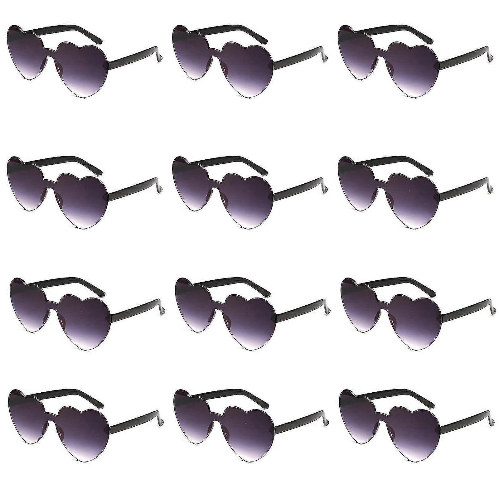 12pcsfun Heart Shaped Beauty Sunglasses For Women And Men For Party,cute,high Quality