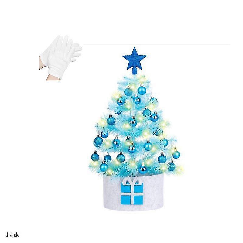 60Cm Mini Christmas Tree, Small Led Light Up Artificial Christmas Tree With 32 Pieces Christmas Decoration For Decorated Christmas Tree