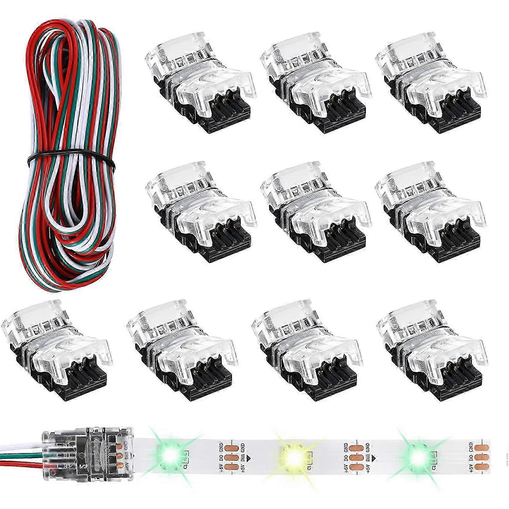 11 deler Justerbar 3-pinners 10mm Light Connector Terminal for WS2811
