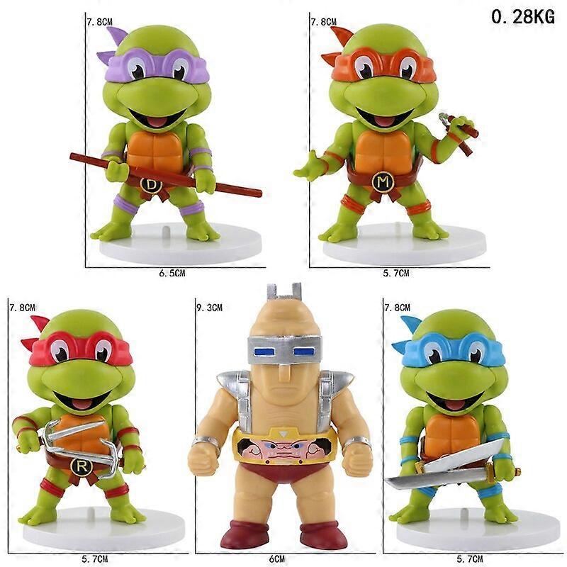 5 Pcs/Set Teenage Mutant Ninja Turtles Q Version Figure 8-10cm Raphael Donatello Action Figurine Comic Character Ornaments5 Pcs Remote Control Robots