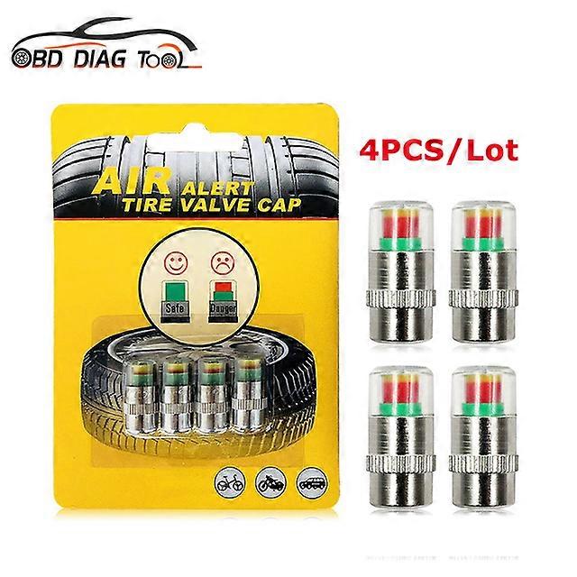 Universal 4pcs Auto Car Tire Pressure Monitor Alarm 2.4 PSI Air Alert Cap  Valve Stem Caps Sensor Indicator Tire External Tools