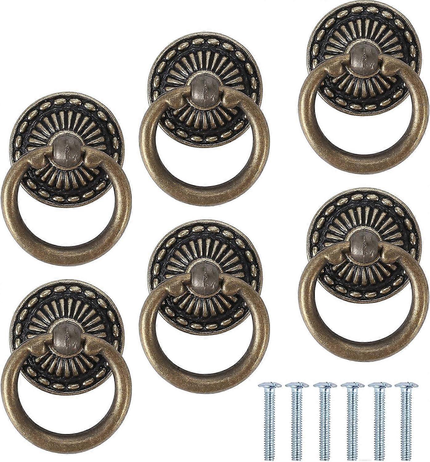 6 Pcs Furniture Knobs Ring Cabinet Handle Vintage Cabinet Knobs Drawer Knobs Drawer Cupboard Drawer Pulls Knob for Cabinet Cupboard Dresser Door Cabin