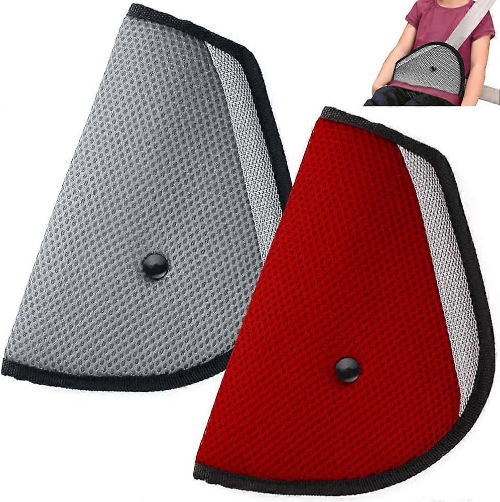 Kids Seatbelt Adjuster Set of 2, maxin Child Seat Belt Safter Covers - ( Red and Grey )