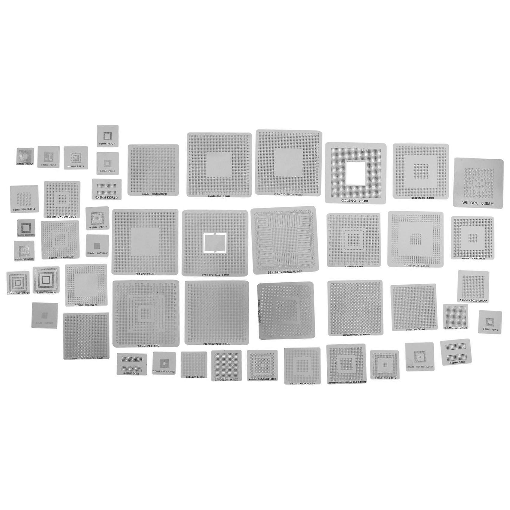 47Pcs/Set Direct Heat Reballing Universal Directly Stencils for Game Console PS3 CPU GPU CXD