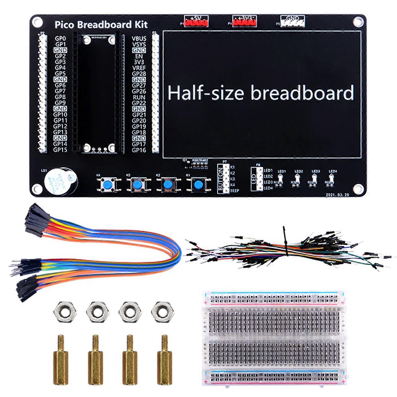 Pico Breadout Breadboard-sett med LED-lys, knapper og summer for Raspberry Pi