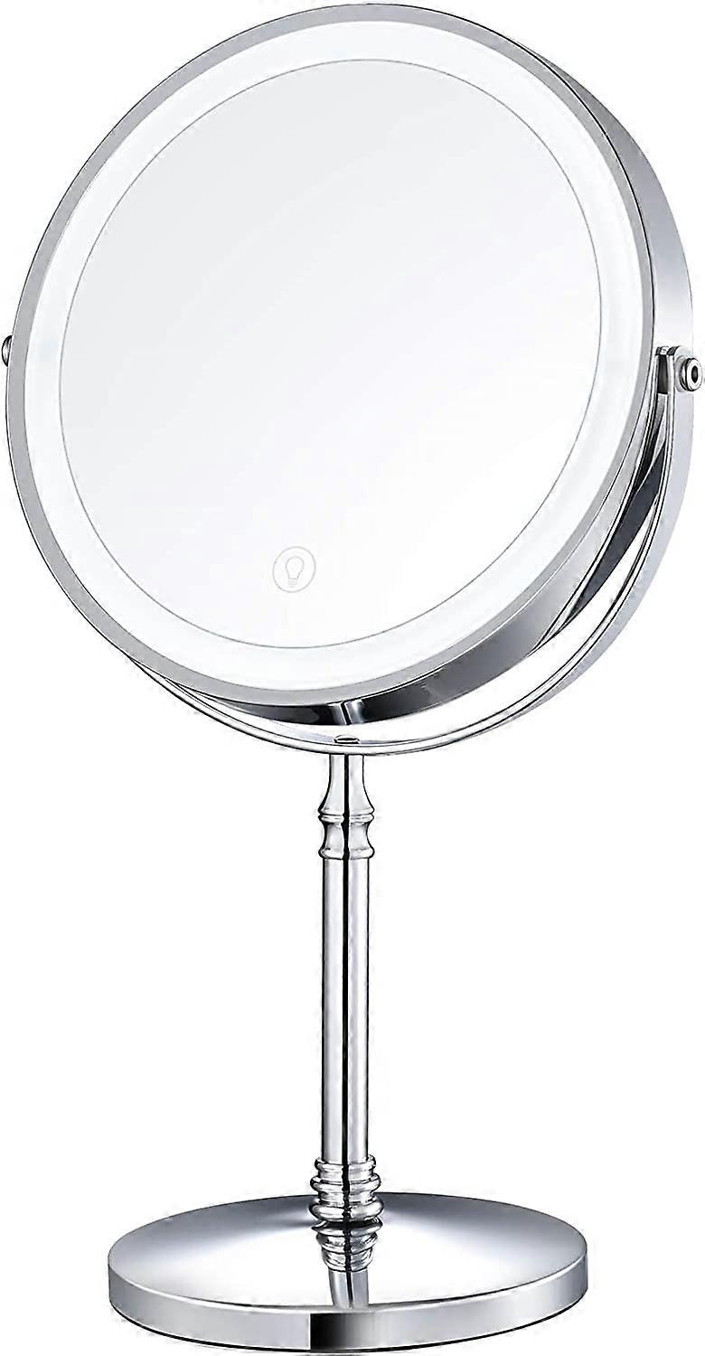 8" Lighted Makeup Mirror, 10X Makeup Mirror with Lights, Double Sided Dimmable Magnifying Mirror with Light
