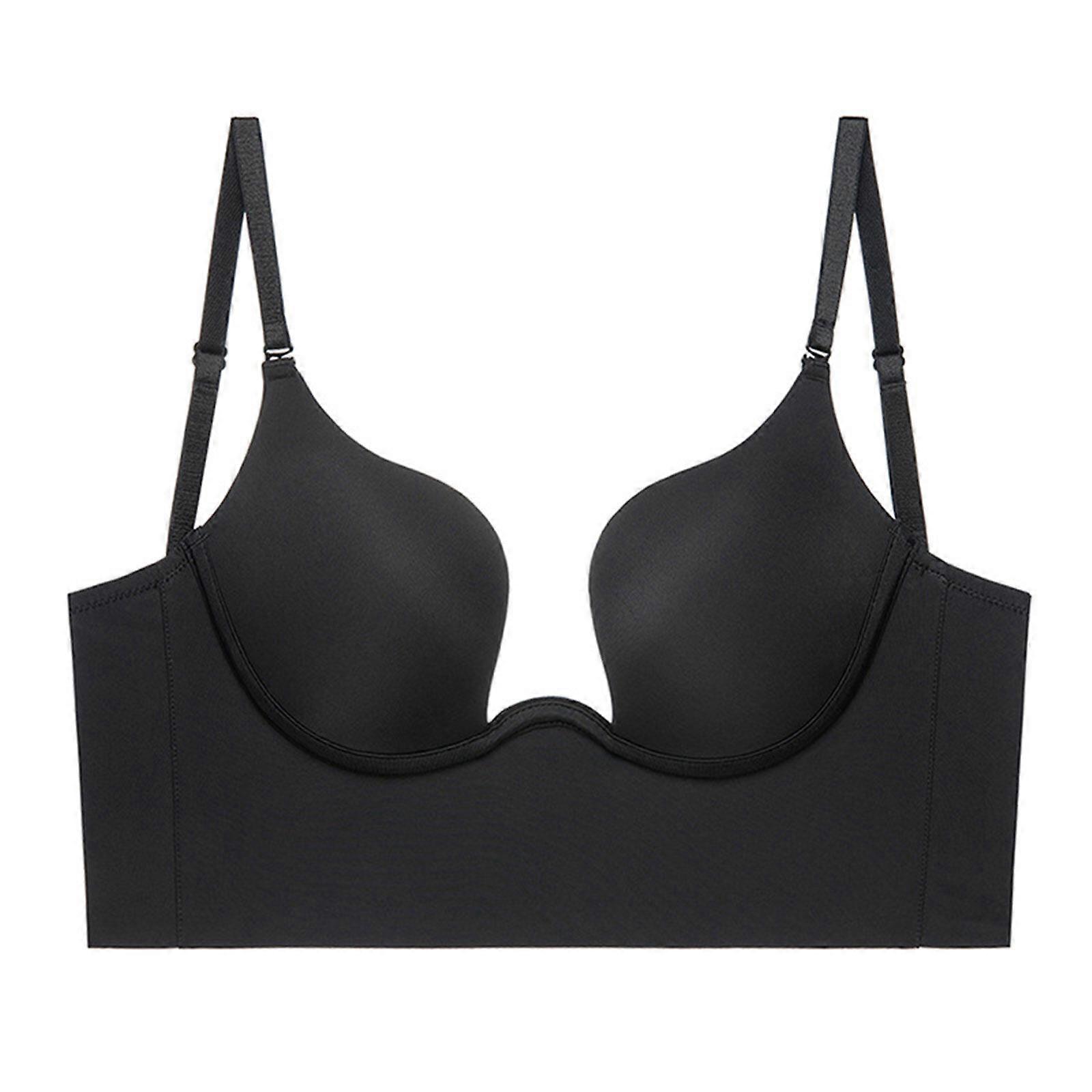 35% OFF- Mulheres Low Cut Deep U Plunge Bra acolchoado Push Up V Shape Backless Longline Bras com Conversível Clear Straps HOT