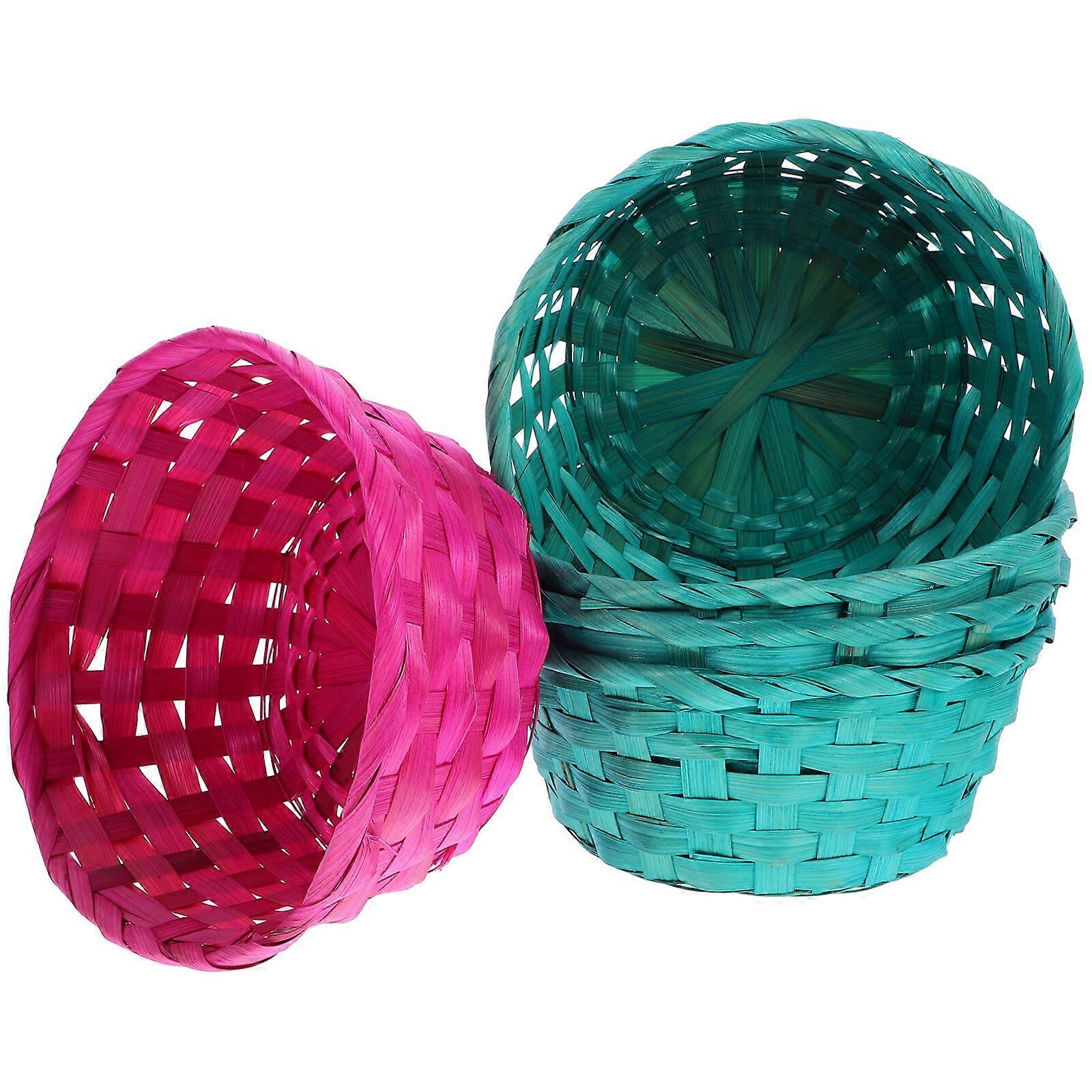 5pcs Tabletop Bamboo Woven Storage Basket Fruit Container Easter Egg Baskets