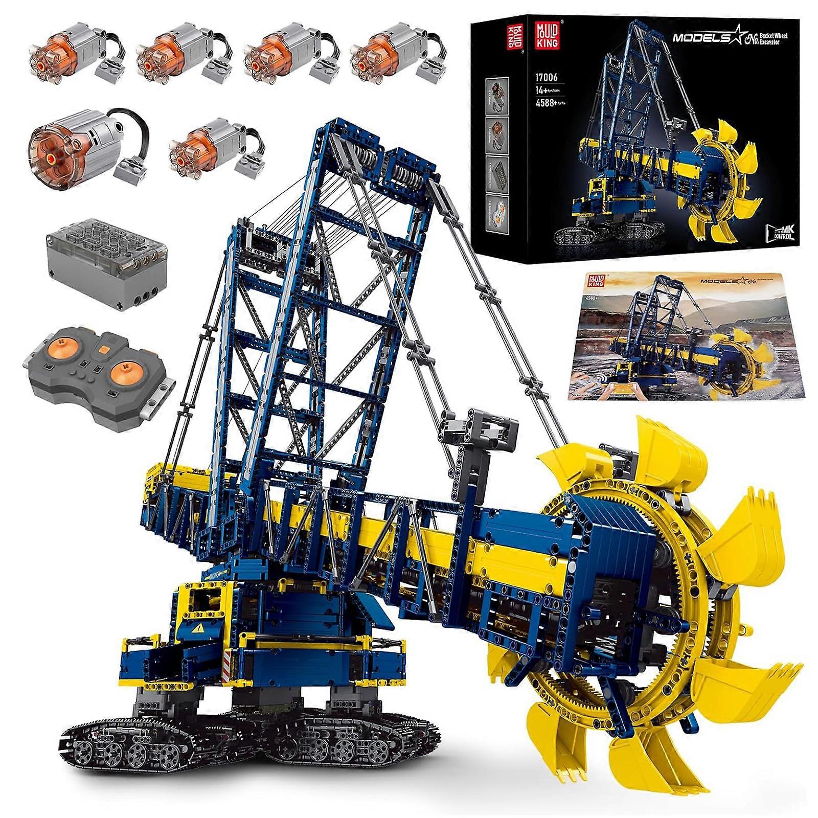 Mould King Technology Bucket Wheel Excavator Building Blocks, 4588PCS Remote Control Electric Dynamic Version of Large Engineering Series Excavator Mo