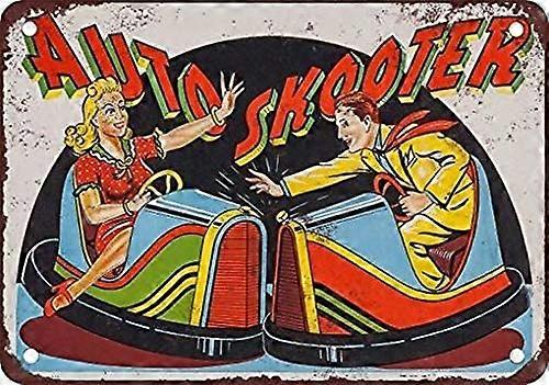 12 x 16金属の錫の印1955年の自動Skooterのカーニバルのバンパー車ビンテージレトロ家の装飾芸術の壁の装飾