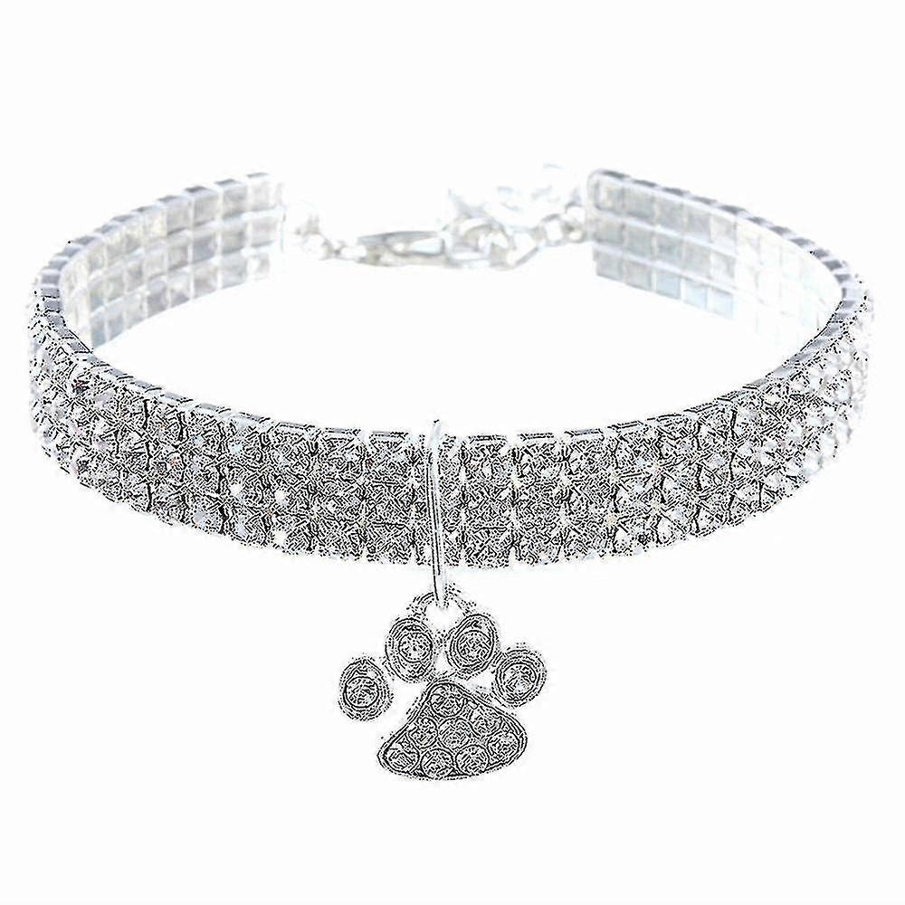 Pet Collar With Diamond, Adjustable Crystal Diamond Elastic Heart-shaped Claw Pendant