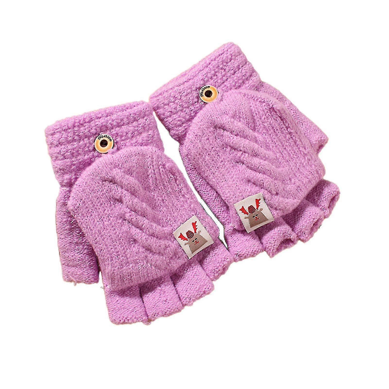 1 Pair Convenient Fingerless Glove Widely Use Knitted Fabric Warm Button Unisex Flip Mittens For Daily Use