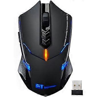 2.4Ghz Wireless Gaming Mouse 7 Button USB Optical Gaming Mouse com 5 DPI ajustável (800, 1200, 1600, 2000, 2400) (Preto)