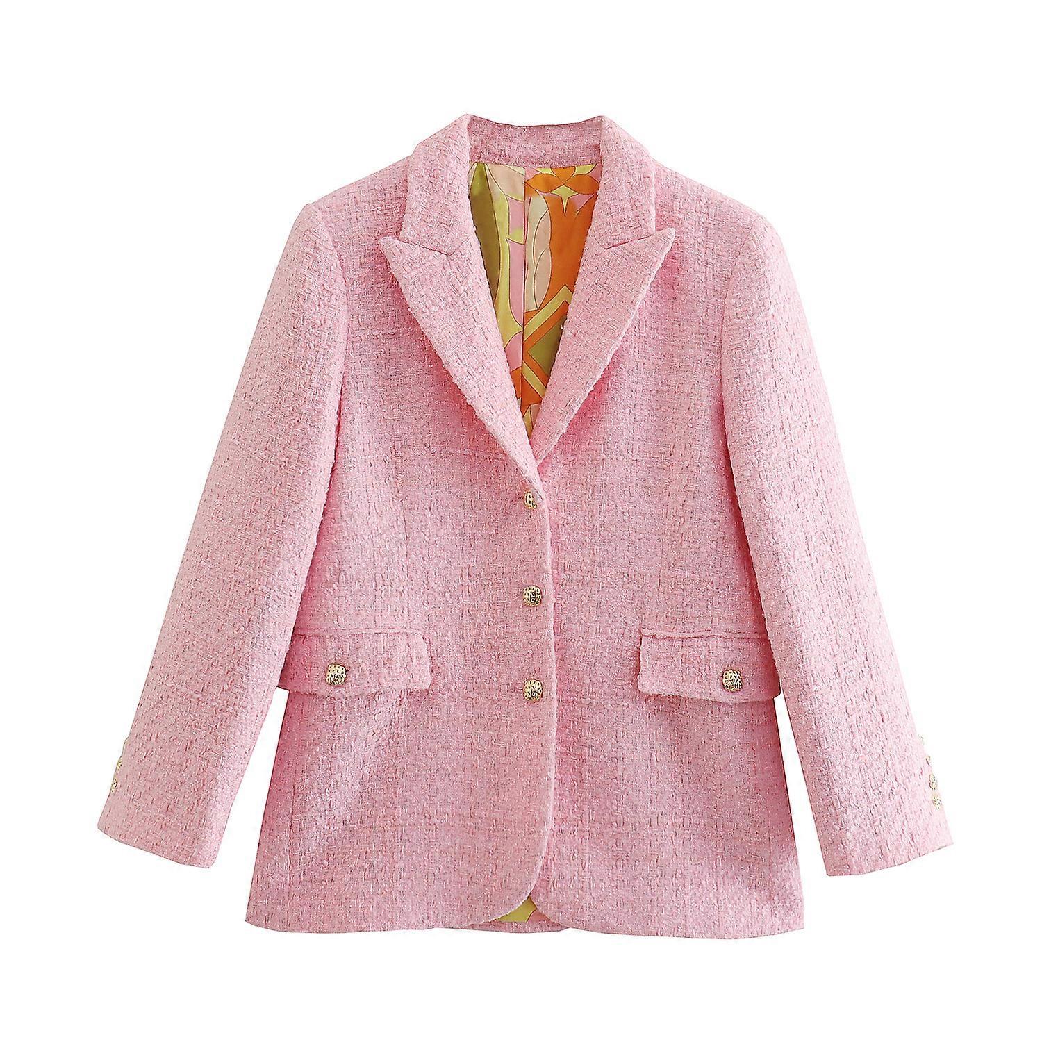 Women's Pink Texture Slim Fit Suit