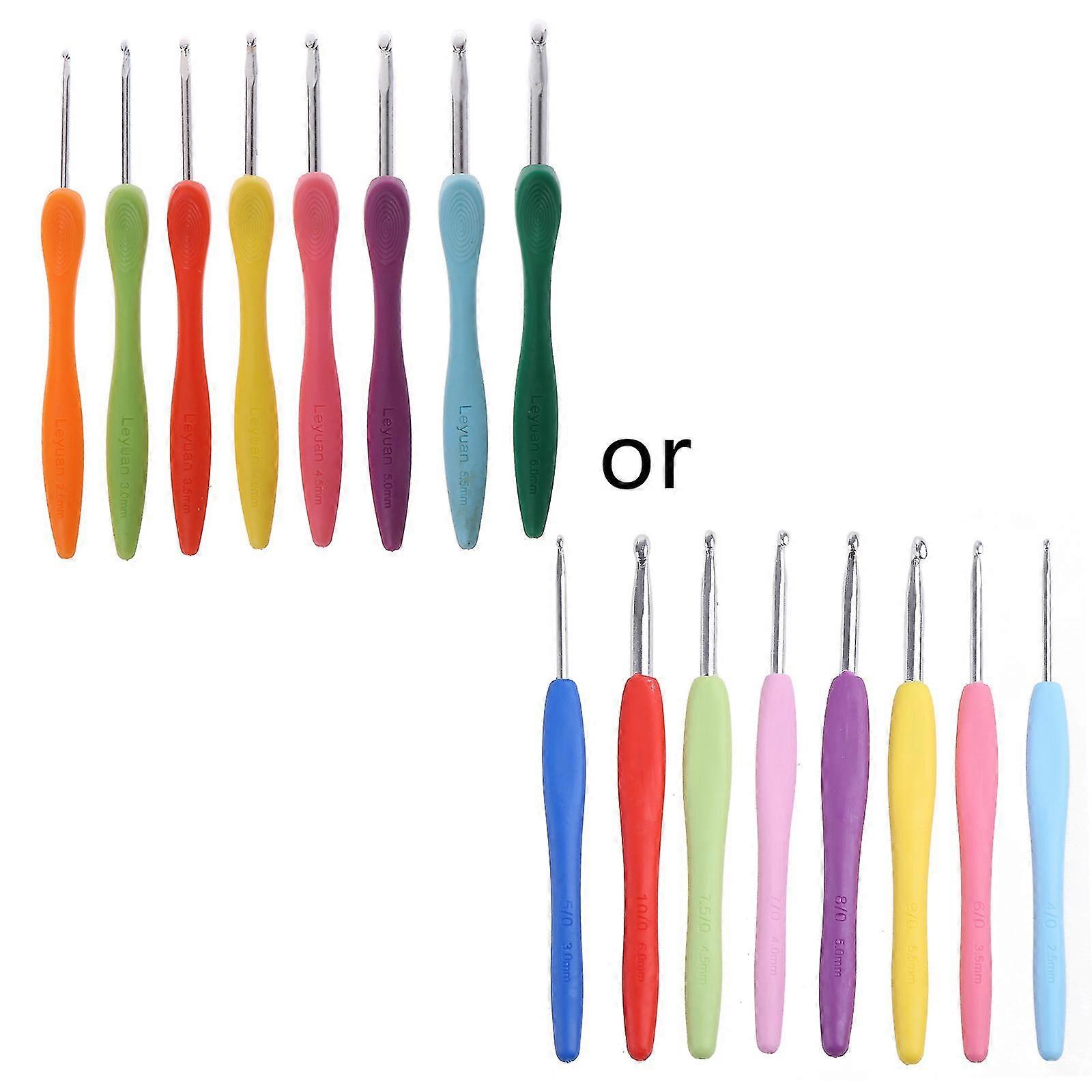 8pcs Bearded Needle Crochet Hooks Set Ergonomic Soft-grip Handle Sewing Knitting