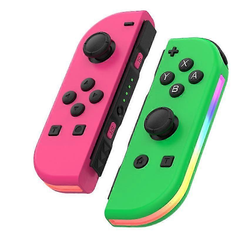 Controllers For Nintendo Switch, Replacement For Switch Controller With Rgb Led, Adjustable Turbo & Vibration, Pink/green