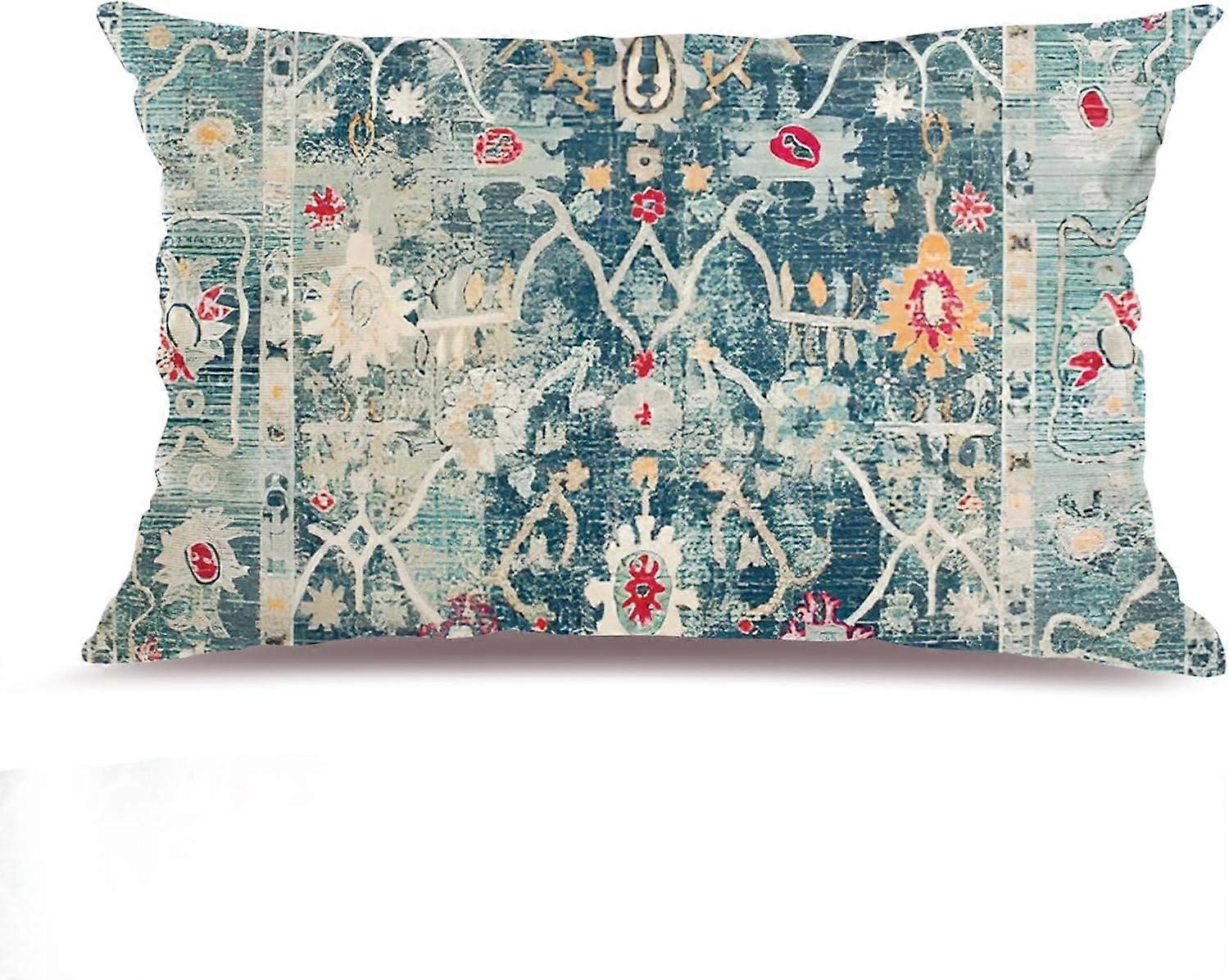 Capas de Almofada Boho Blue 12x20 polegadas, Capa de Almofada de Pelúcia Macia com Padrão de Dupla Face para Sofá Cama Decorativa, Apenas Fronha