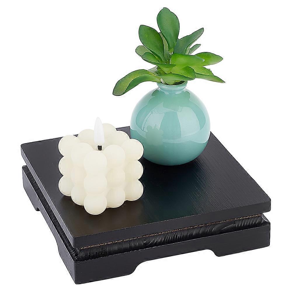 Wood Display Pedestals Square Black 17x17x4.4cm
