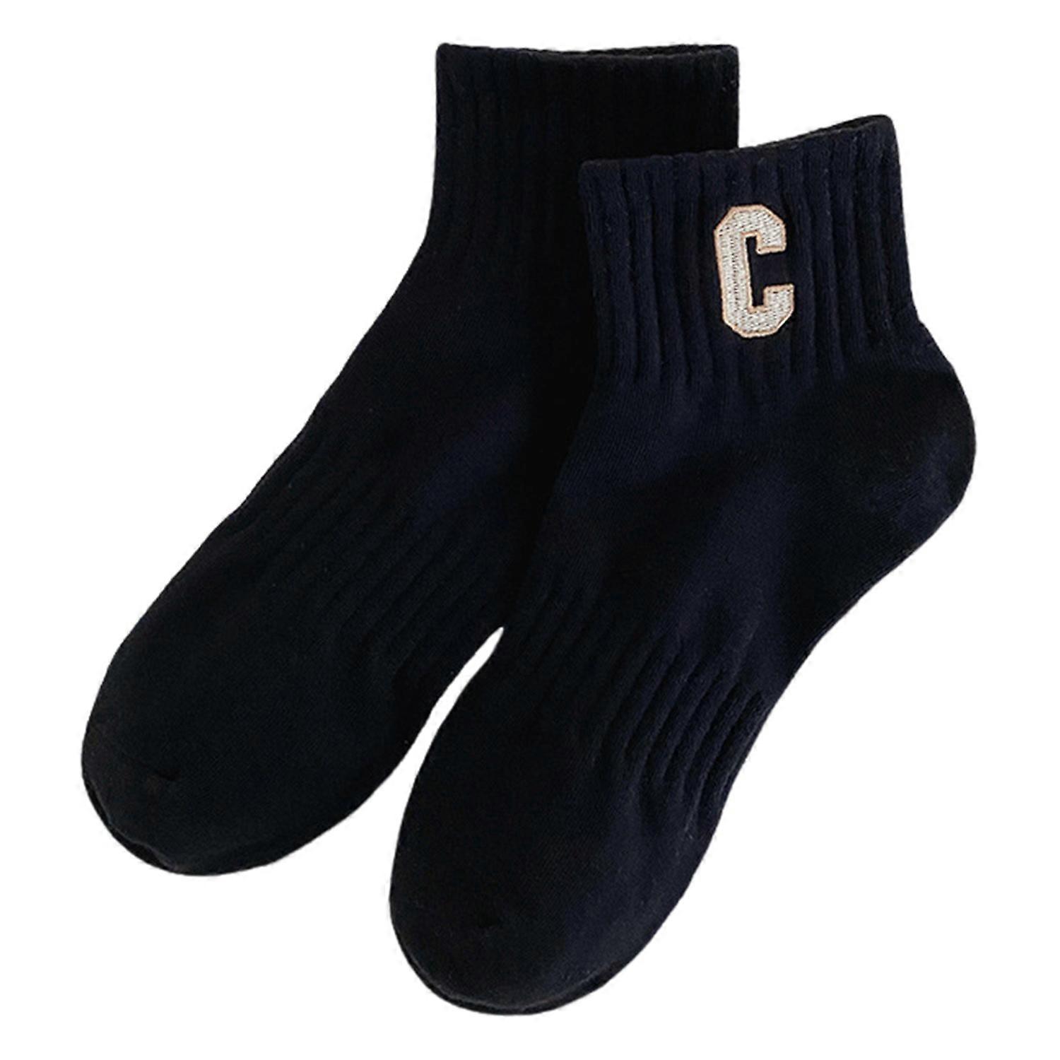 1 Pair Unisex Cotton Ankle Socks Low-tube No Odor Solid Color Letter Embroidery High Elasticity