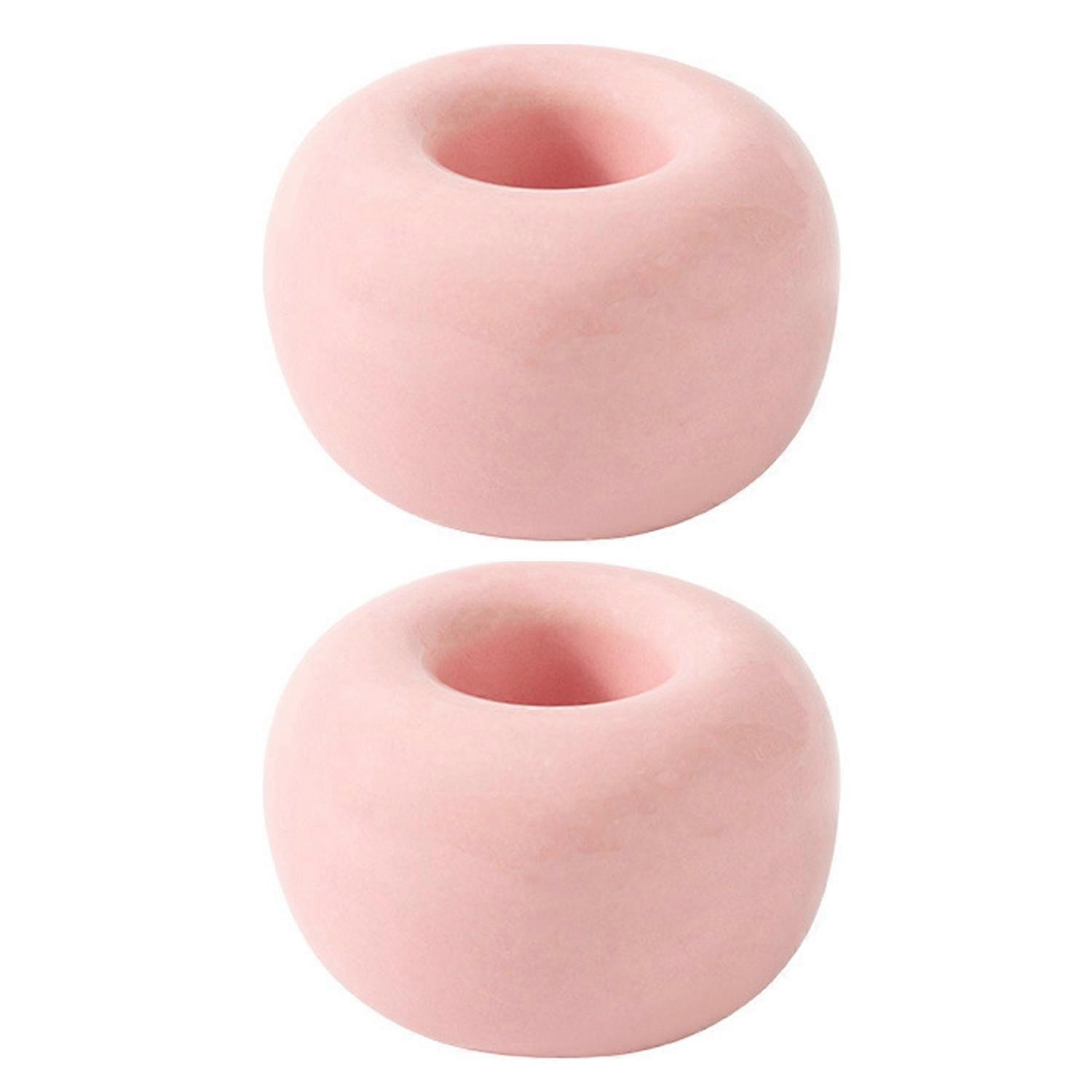 2 Pcs Toothbrush Holders Smooth Japanese Style Ceramics Round Solid Color Toothbrush Bases Bathroom