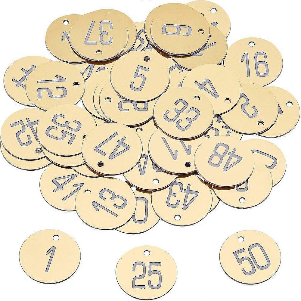 50 Pcs 1-50 Numbered Key Tags Plastic Number Tags 30mm Number ID Tags Engraved Tags Key Tags Without Key Rings for Luggage Hotel Company Dormitory off
