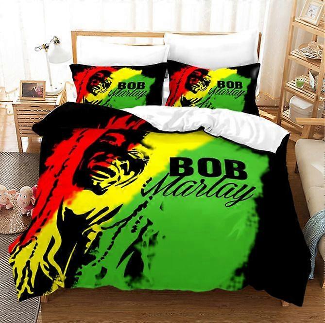 v610 ملاءات سرير بوب مارلي غطاء لحاف أطقم مفروشات غطاء لحاف غطاء وسادة طقم مفروشات من 3 قطع (1 غطاء لحاف + 2 وسادة) y610