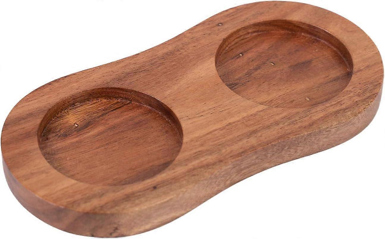 Acacia Wood Salt and Pepper Mill Tray Dining Table Protector Inner Diameter 5cm/1.97inch