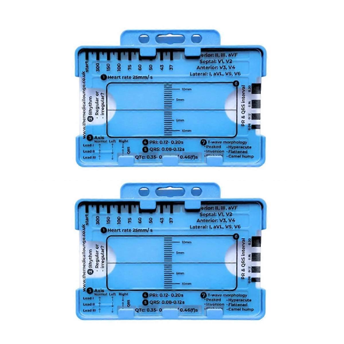 2PCS ECG 7 Step Ruler, ECG 7 Step Ruler for ECG/EKG Interpretation, ECG Ruler, Portable ECG Assessment Tool EKG Card