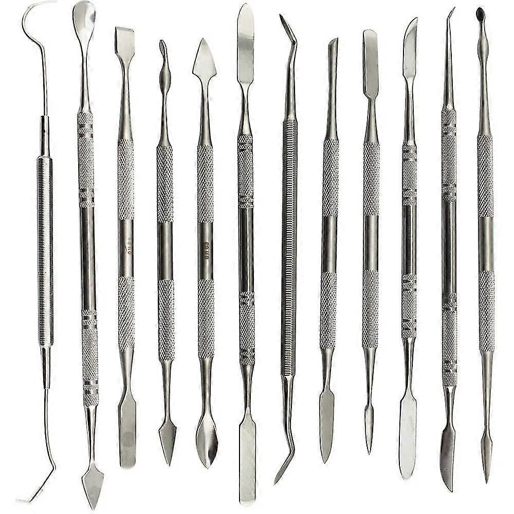 12 stuks wax carvers set dubbel uiteinde tandheelkundige wax modellering beeldhouwen gereedschappen tandheelkundige picks polymeer aardewerk klei carving tool