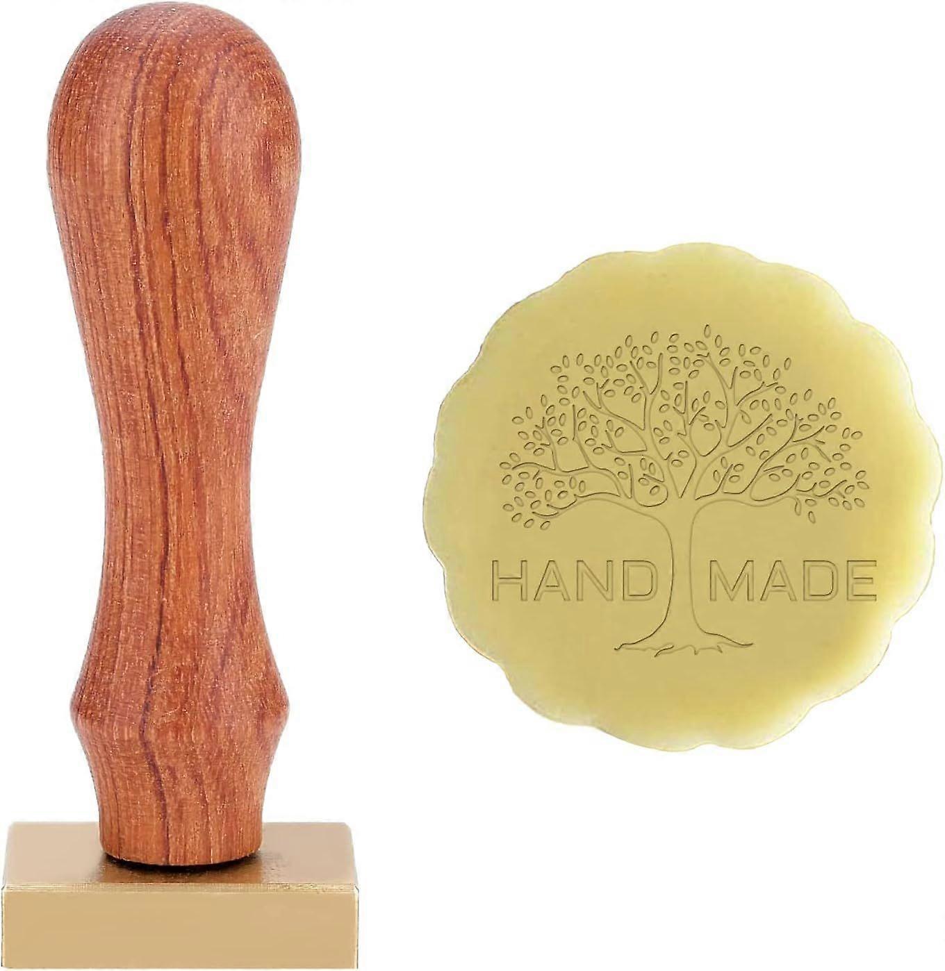 Handmade Soap Stamp 1.6" Tree of Life Soap Chapter Imprint Stamp Soap Stamp with Removable Brass Stamp Head and Pearwood Handle for DIY Handmade Soap