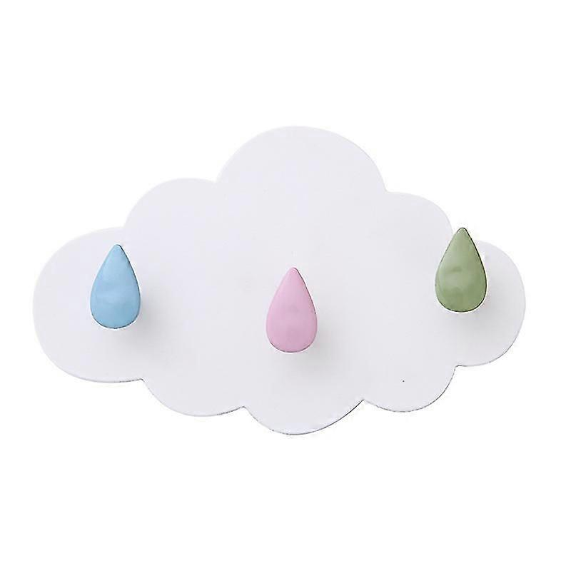 Multifunctional Cloud Wall Hook, Adorable Self-adhesive Coat Hook (2 Pieces, White)